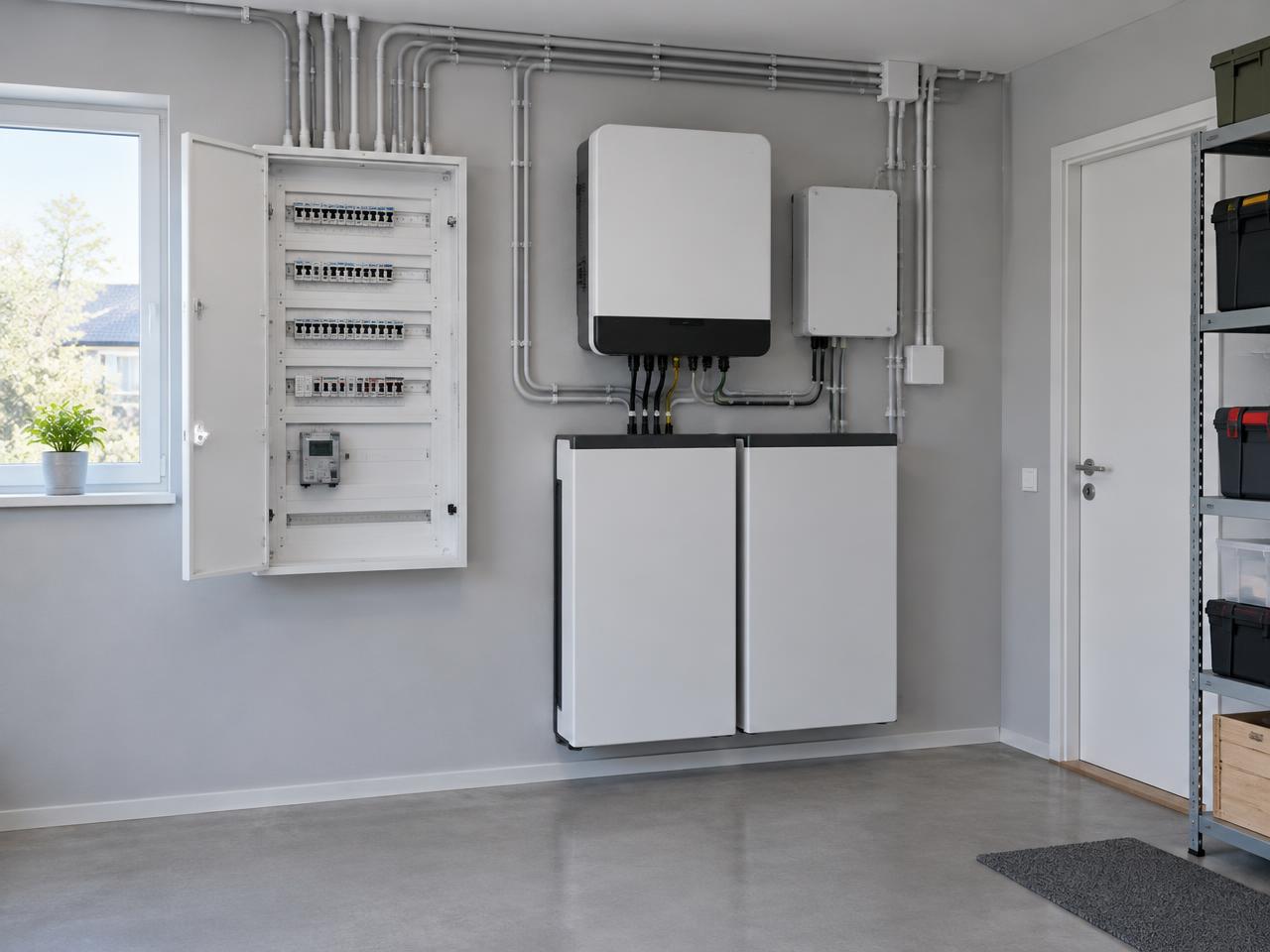 Exempelbild av batterilagring och elcentral i ett teknikrum